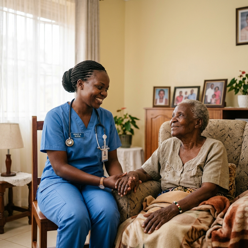 Bedside nursing care in patient's home
